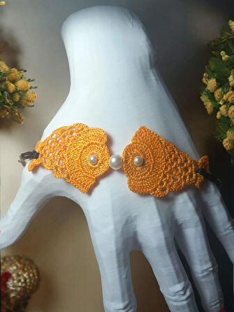 El Yapımı Etnik Otantik Aesthetic Soft Vibes Vintage Doğal İnci Boncuklu Hediyelik Turuncu Renk Balık Bileklik