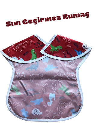 Dinozor Desen Sıvı Geçirmez Mama Önlüğü