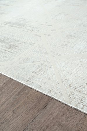 Bambum Serisi Bambu Saten Kadife Dokulu Kaymaz Taban Yıkanabilir Salon Mutfak Koridor Halısı 1001 BEJ