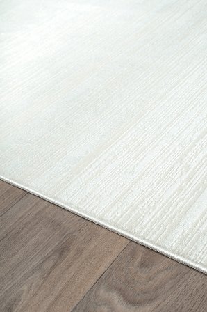 Bambum Soft Düz Desen Modern Bambu Saten Halı Kaymaz Taban Yıkanabilir Salon Mutfak Halısı 1002 BEYAZ