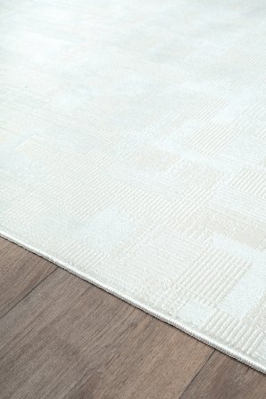 Bambum Serpme Desenli Saten Kadife Halı Modern Salon ve Koridor Halısı Kaymaz Tabanlı 1003 Beyaz