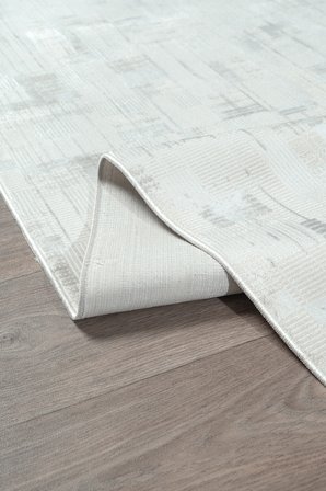 Bambum Vintage Serpme Desenli Saten Kadife Halı Modern Salon ve Koridor Halısı Kaymaz Tabanlı 1003 GRİ