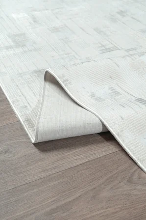 Bambum Vintage Serpme Desenli Saten Kadife Halı Modern Salon ve Koridor Halısı Kaymaz Tabanlı 1003 GRİ