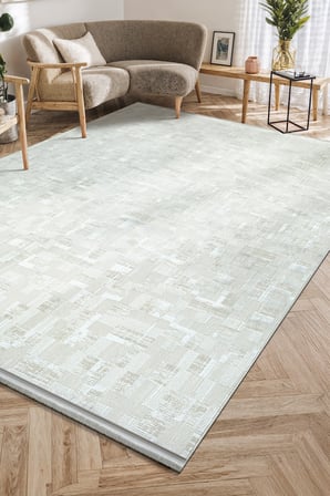 Bambum Vintage Serpme Desenli Saten Kadife Halı Modern Salon ve Koridor Halısı Kaymaz Tabanlı 1003 GRİ