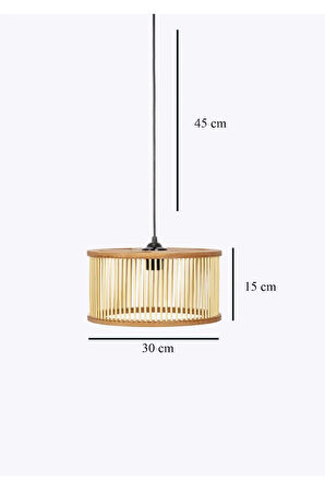 Rustik Bambu Çubuklu Bambu Sarkıt Avize 30 Cm Isme Özel Hazırlanan Ahşap Kutuludur