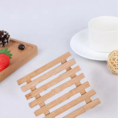 Bambu Ahşap Palet Desenli Nihale, Çaydanlık Altlığı, Tencere ve Tava Altlığı