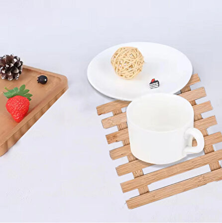 Bambu Ahşap Palet Desenli Nihale, Çaydanlık Altlığı, Tencere ve Tava Altlığı