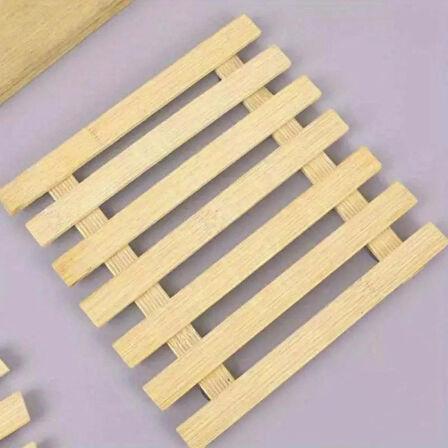 Bambu Ahşap Palet Desenli Nihale, Çaydanlık Altlığı, Tencere ve Tava Altlığı