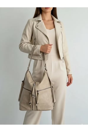 Yumuşak Suni Deri Vizon El Omuz Ve Sırt Kullanımına Uygun Kadın Çanta 34*39 Cm