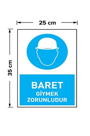 İş Güvenliği Levhası Baret Giymek Zorunludur Uyarı - İşaret Levhası(Bant Hediye)