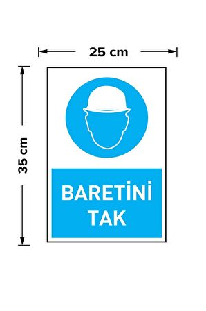 İş Güvenliği Levhası Baretini Tak Uyarı - İşaret Levhası(Bant Hediye)