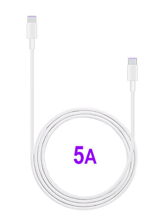 Matebook Ve Cep Telefonu Uyumlu Orijinal Usb-C to Usb-C Şarj Kablosu 5A 1.8M Kutusuz