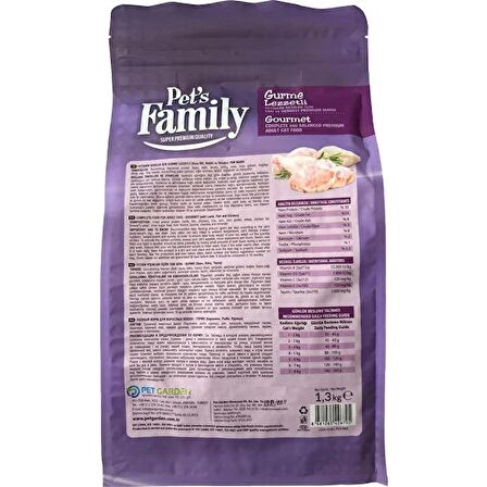 Pets Family Super Premium Gurme Lezzetli Yetişkin Kedi Maması 1300 G