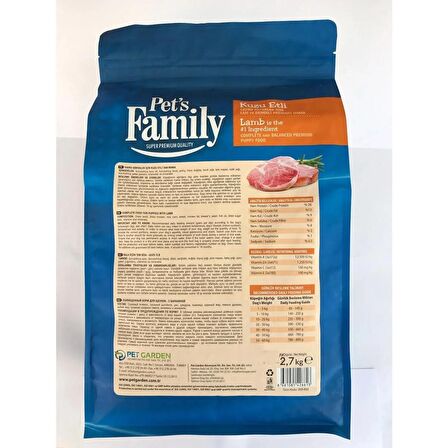 Pets Family Super Premium 2700 Gr Kuzu Etli Yavru Köpek Maması