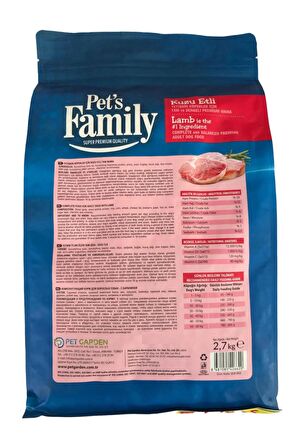 Pets Family 2700 Gr Kuzu Etli Yetişkin Köpek Maması