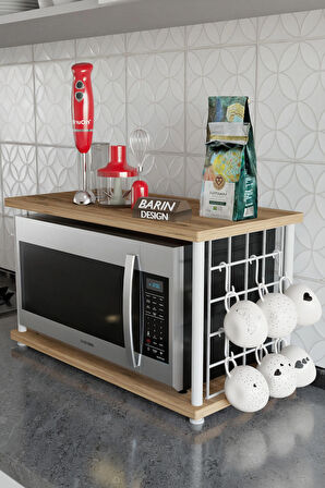 Çevir Kur Metal Telli Mikrodalga Üstü Raf Baharatlık Askılı Beyaz Demir Çok Amaçlı Mutfak Organizer