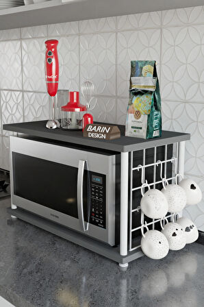 Çevir Kur Metal Telli Mikrodalga Üstü Raf Baharatlık Askılı Beyaz Demir Çok Amaçlı Mutfak Organizer