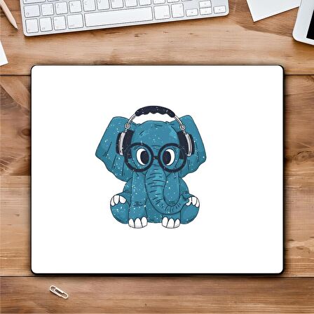 Mavi Fil Kare Mouse Pad