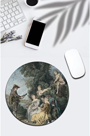  Antoine Watteau La Leçon D'amour Yuvarlak Mousepad