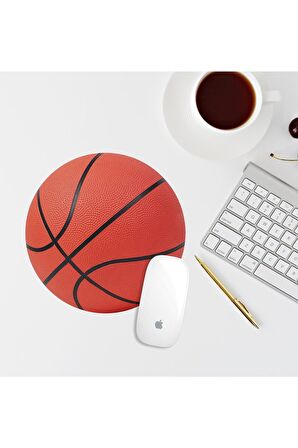 Turuncu Basketbol Topu Yuvarlak Mouse Pad Mouse Altlığı