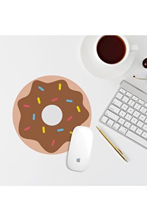 Donut Kahverengi Yuvarlak Mouse Pad Mouse Altlığı