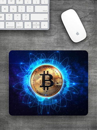 BITCOIN Baskılı Dikdörtgen Mouse Pad BSKBZR