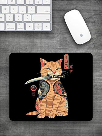 SAMURAY KEDİ Baskılı Dikdörtgen Mouse Pad BSKBZR