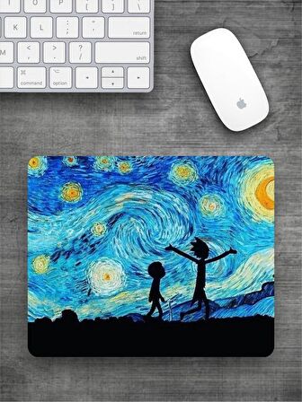 VAN GOGH YILDIZLI GECE DE ÇOCUKLAR Baskılı Dikdörtgen Mouse Pad BSKBZR