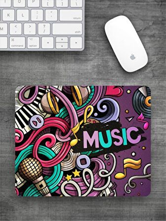 MUSIC Baskılı Dikdörtgen Mouse Pad BSKBZR