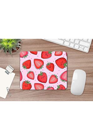 Çilek Mouse Pad, Diktörgen Mousepad, Mause Pad, Ofis Mausepad