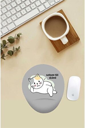 Garibanın Yüzü Gülürmü Desenli Bilek Destekli Mouse Pad