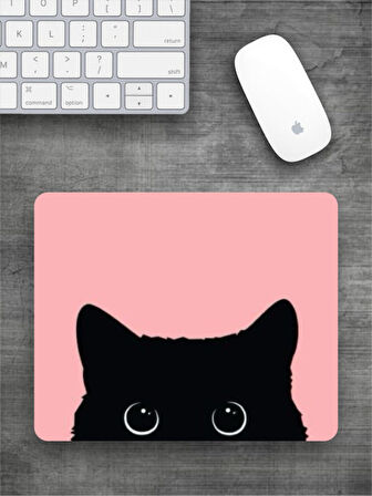 PEMBE KEDİ Baskılı Dikdörtgen Mouse Pad BSKBZR