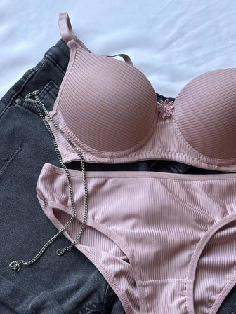 Kahve Renk Destekli Push-Up Sütyen Takımı – Mikro Kumaş Hafif Dolgulu 75-95