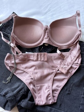Kahve Renk Destekli Push-Up Sütyen Takımı – Mikro Kumaş Hafif Dolgulu 75-95