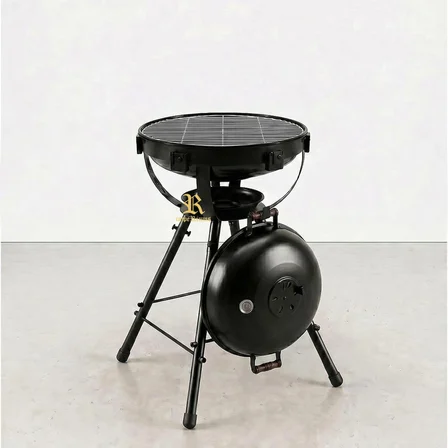BAZZ360 360° Masalı Kapaklı Kömürlü Barbekü Mangal – 55 cm Izgara, Termometreli, 92 cm Yükseklik, 120 cm Masa