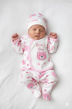 Çocuk baskılı ve nakış işlemeli pamuk uzun kollu alt üst takım