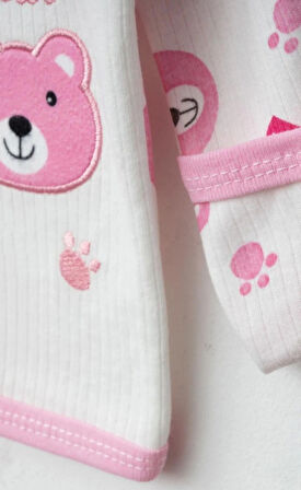 Çocuk baskılı ve nakış işlemeli pamuk uzun kollu alt üst takım