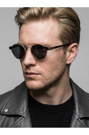 Beckham Siyah Çerçeve Siyah Cam Gold Aksesuarlı Premium Unisex Gözlük