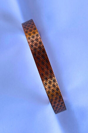 Geometrik Desenli El İşçiliği ile Üretilmiş Unisex Bakır Bileklik