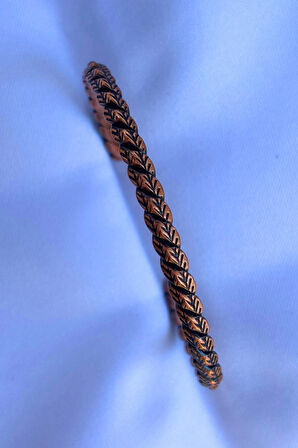 Geometrik Desenli El İşçiliği ile Üretilmiş Unisex Bakır Bileklik