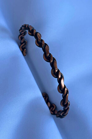 Geometrik Desenli El İşçiliği ile Üretilmiş Unisex Bakır Bileklik