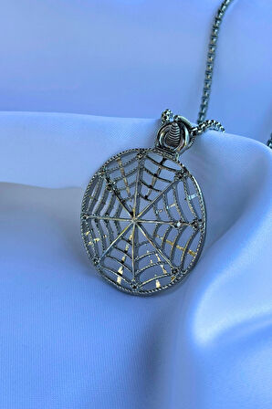 Örümcek Ağı El İşçiliği Paslanmaz Çelik Zincir Erkek Kolye