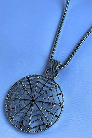 Örümcek Ağı El İşçiliği Paslanmaz Çelik Zincir Erkek Kolye