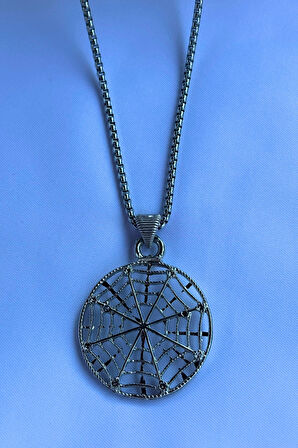 Örümcek Ağı El İşçiliği Paslanmaz Çelik Zincir Erkek Kolye