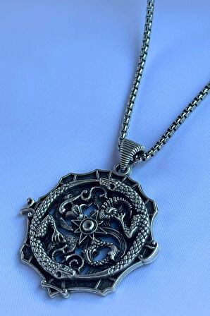 Ejderha El İşçiliği Paslanmaz Çelik Zincir Erkek Kolye