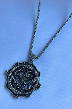 Ejderha El İşçiliği Paslanmaz Çelik Zincir Erkek Kolye