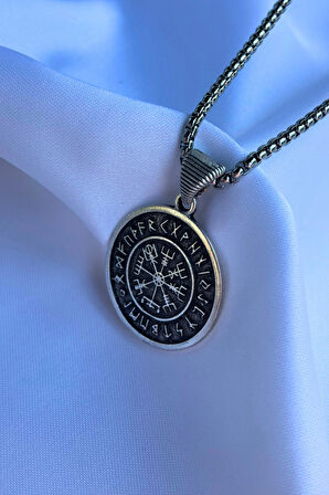 Viking Pusula El İşçiliği Paslanmaz Çelik Zincir Erkek Kolye