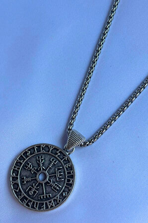 Vegvisir Pusula El İşçiliği Paslanmaz Çelik Zincir Erkek Kolye