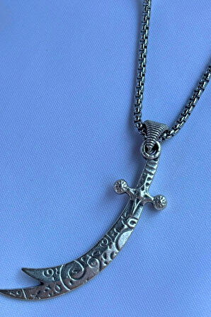 Hz. Ali Zülfikar Kılıcı El İşçiliği Paslanmaz Çelik Zincir Erkek Kolye