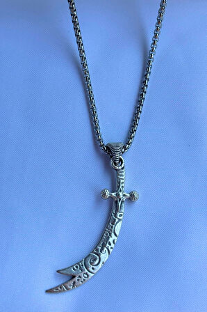 Hz. Ali Zülfikar Kılıcı El İşçiliği Paslanmaz Çelik Zincir Erkek Kolye